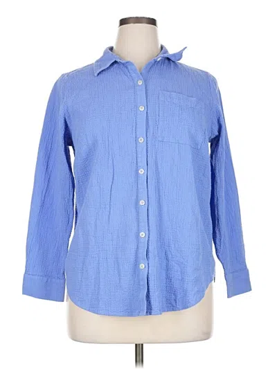 Pre-owned Cj Banks Long Sleeve Button Down Shirt In Blue