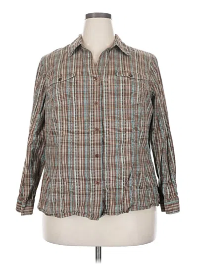 Pre-owned Cj Banks Long Sleeve Button Down Shirt In Brown