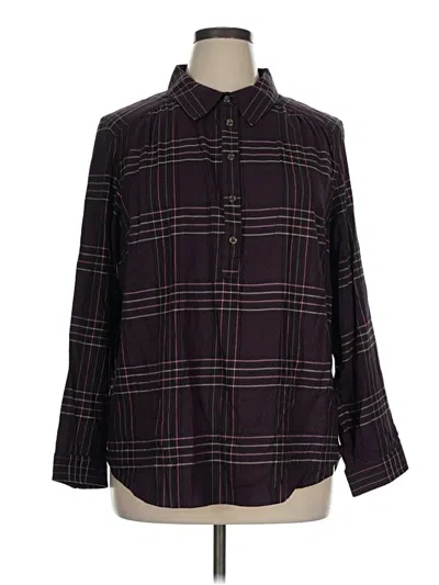 Pre-owned Cj Banks Long Sleeve Button Down Shirt In Burgundy