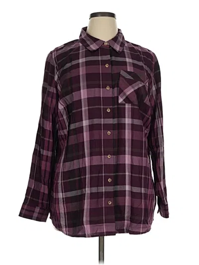 Pre-owned Cj Banks Long Sleeve Button Down Shirt In Burgundy
