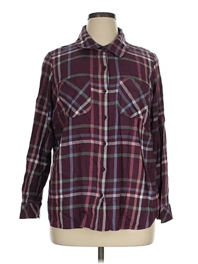 Pre-owned Cj Banks Long Sleeve Button Down Shirt In Burgundy