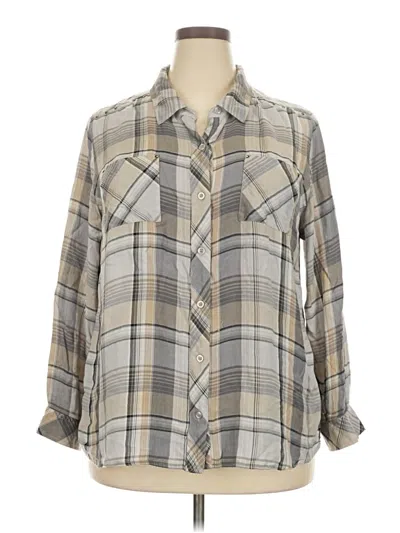 Pre-owned Cj Banks Long Sleeve Button Down Shirt In Gray
