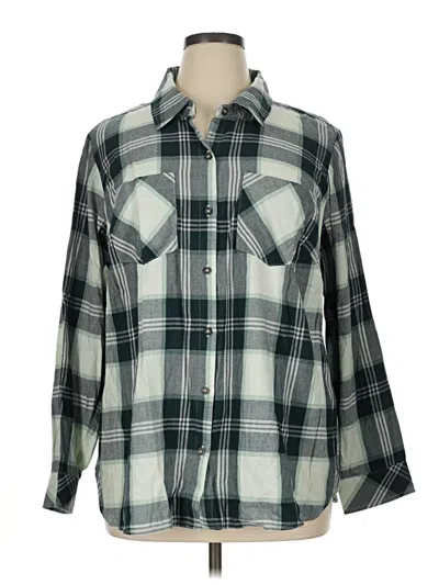 Pre-owned Cj Banks Long Sleeve Button Down Shirt In Green