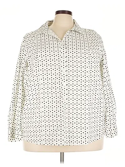 Pre-owned Cj Banks Long Sleeve Button Down Shirt In Ivory