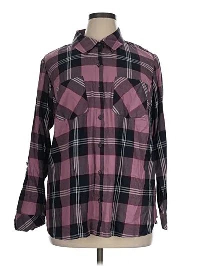 Pre-owned Cj Banks Long Sleeve Button Down Shirt In Purple