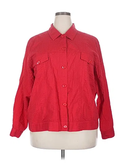 Pre-owned Cj Banks Long Sleeve Button Down Shirt In Red
