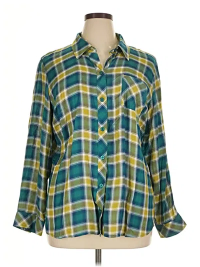 Pre-owned Cj Banks Long Sleeve Button Down Shirt In Teal