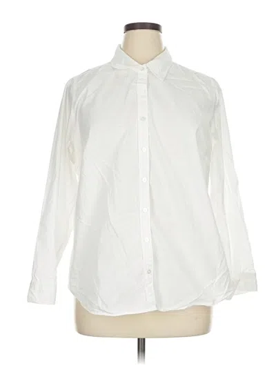 Pre-owned Cj Banks Long Sleeve Button Down Shirt In White