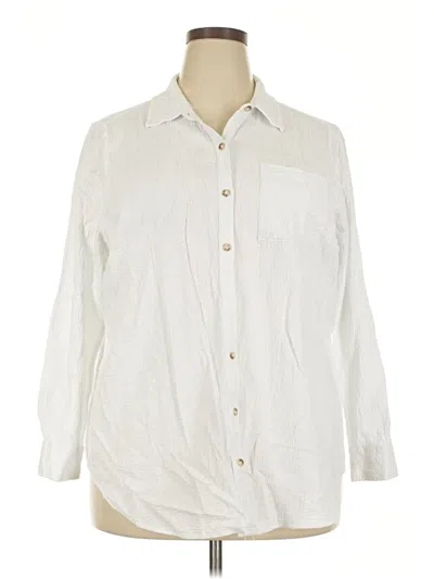 Pre-owned Cj Banks Long Sleeve Button Down Shirt In White