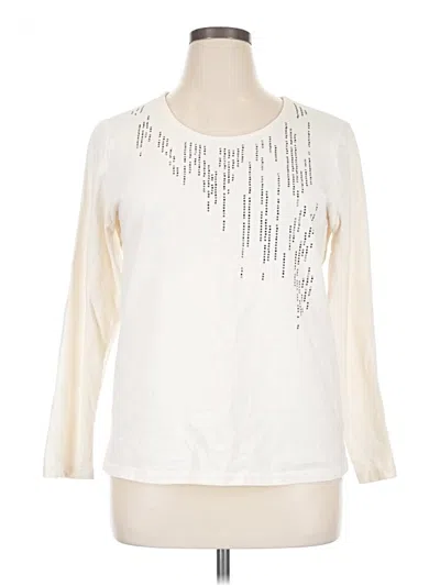 Pre-owned Cj Banks Long Sleeve Top Ivory Keyhole Neckline Tops