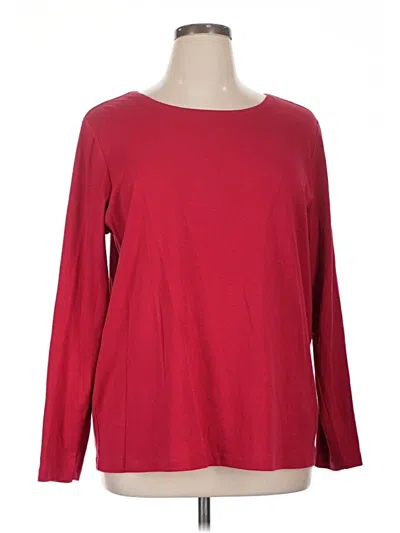 Pre-owned Cj Banks Long Sleeve Top Red Boatneck Tops