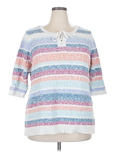 Pre-owned Cj Banks Pullover Sweater In White