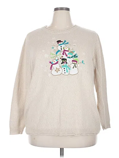 Pre-owned Cj Banks Pullover Sweater In White