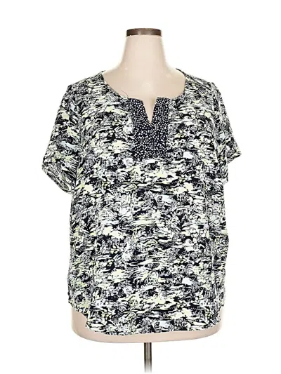 Pre-owned Cj Banks Short Sleeve Blouse In Black