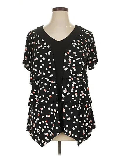 Pre-owned Cj Banks Short Sleeve Blouse In Black