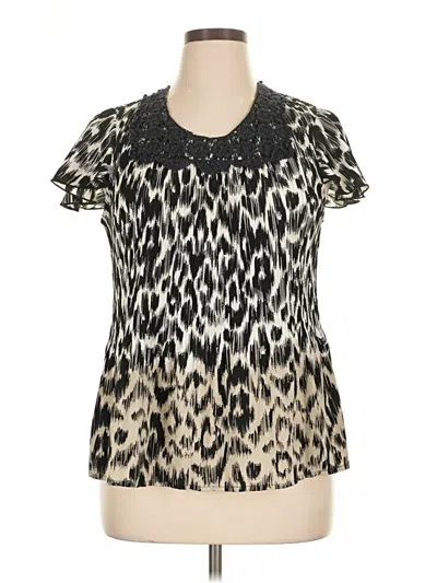 Pre-owned Cj Banks Short Sleeve Blouse In Black