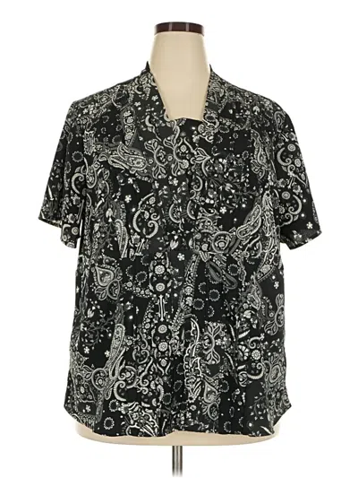 Pre-owned Cj Banks Short Sleeve Blouse In Black