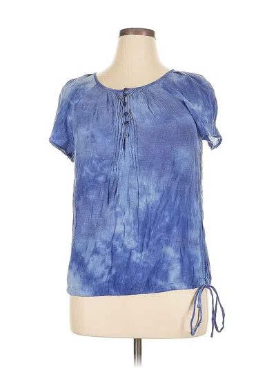 Pre-owned Cj Banks Short Sleeve Blouse In Blue
