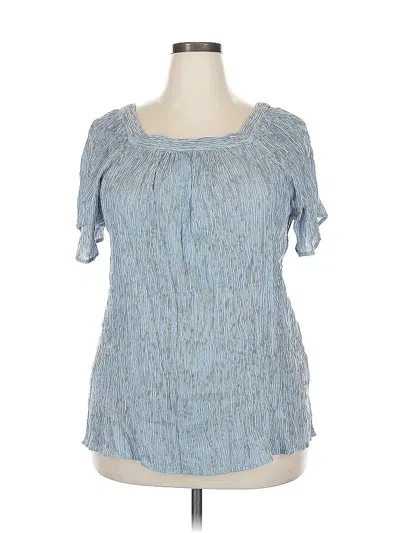 Pre-owned Cj Banks Short Sleeve Blouse In Blue