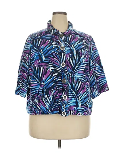 Pre-owned Cj Banks Short Sleeve Blouse In Blue