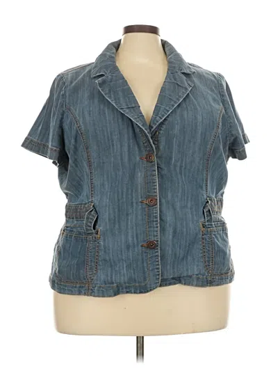 Pre-owned Cj Banks Short Sleeve Blouse In Blue