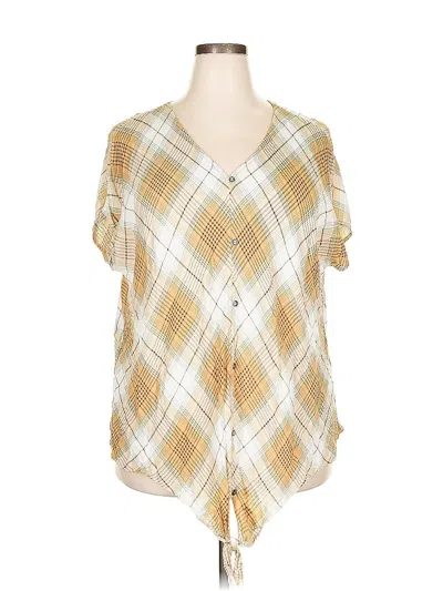 Pre-owned Cj Banks Short Sleeve Blouse In Gold