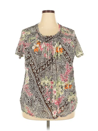 Pre-owned Cj Banks Short Sleeve Blouse In Gray