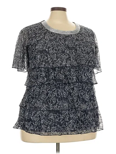 Cj Banks Short Sleeve Blouse In Gray