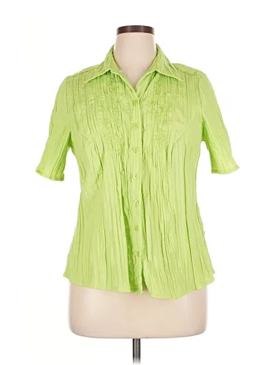 Pre-owned Cj Banks Short Sleeve Blouse In Green