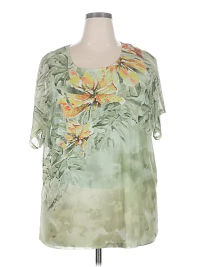 Pre-owned Cj Banks Short Sleeve Blouse In Green