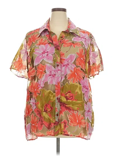 Pre-owned Cj Banks Short Sleeve Blouse In Pink