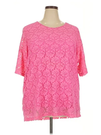 Pre-owned Cj Banks Short Sleeve Blouse In Pink