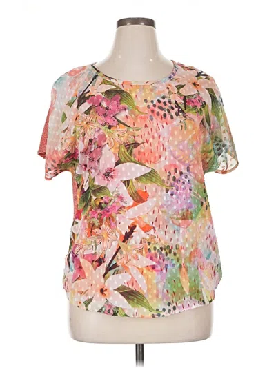 Pre-owned Cj Banks Short Sleeve Blouse In Pink