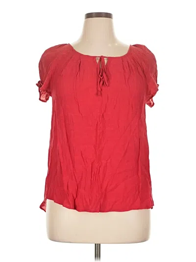 Pre-owned Cj Banks Short Sleeve Blouse In Red