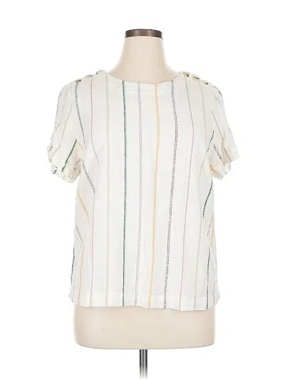 Pre-owned Cj Banks Short Sleeve Blouse In White