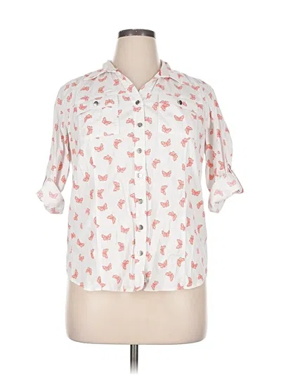Pre-owned Cj Banks Short Sleeve Blouse In White