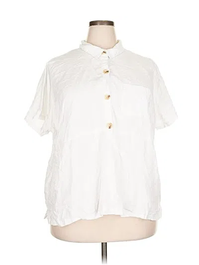Pre-owned Cj Banks Short Sleeve Blouse In White
