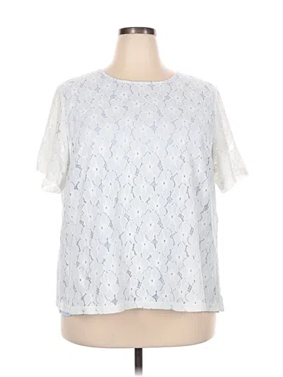 Pre-owned Cj Banks Short Sleeve Blouse In White