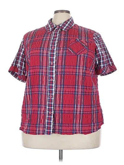 Pre-owned Cj Banks Short Sleeve Button Down Shirt In Red