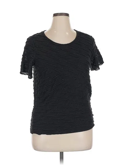 Pre-owned Cj Banks Short Sleeve Top Black Crew Neck Tops