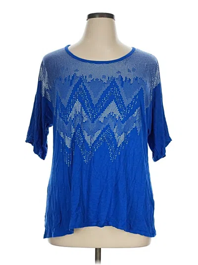 Pre-owned Cj Banks Short Sleeve Top Blue Scoop Neck Tops