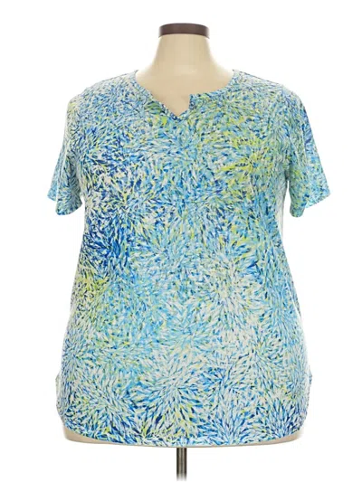 Pre-owned Cj Banks Short Sleeve Top Blue V-neck Tops