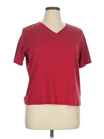 Pre-owned Cj Banks Short Sleeve Top Burgundy V-neck Tops