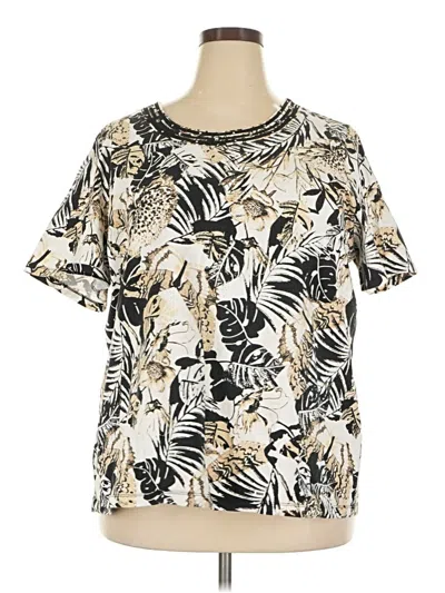 Pre-owned Cj Banks Short Sleeve Top Gold Crew Neck Tops