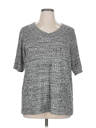 Pre-owned Cj Banks Short Sleeve Top Gray V Neck Tops