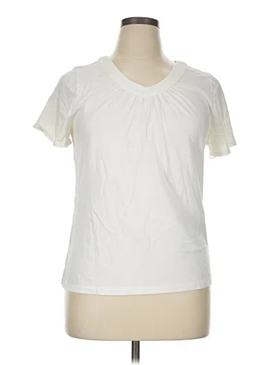 Pre-owned Cj Banks Short Sleeve Top Ivory Keyhole Neckline Tops In White