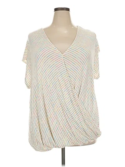 Pre-owned Cj Banks Short Sleeve Top Ivory V-neck Tops