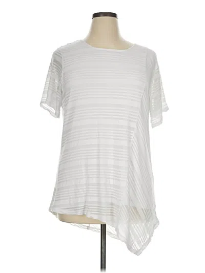 Pre-owned Cj Banks Short Sleeve Top Silver Crew Neck Tops