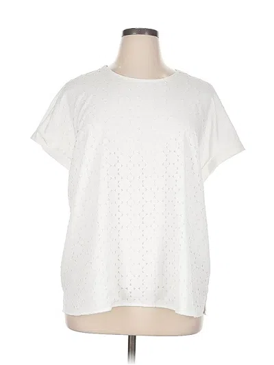 Pre-owned Cj Banks Short Sleeve Top White Crew Neck Tops