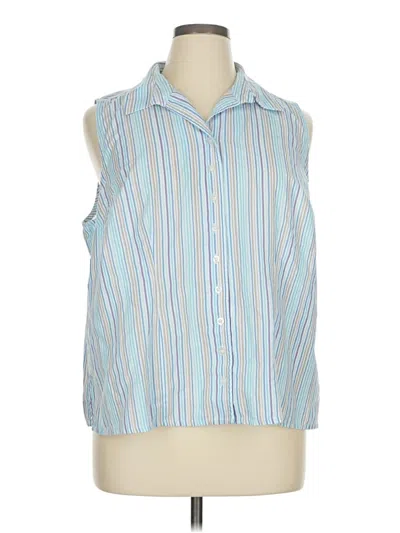 Pre-owned Cj Banks Sleeveless Button Down Shirt In Blue